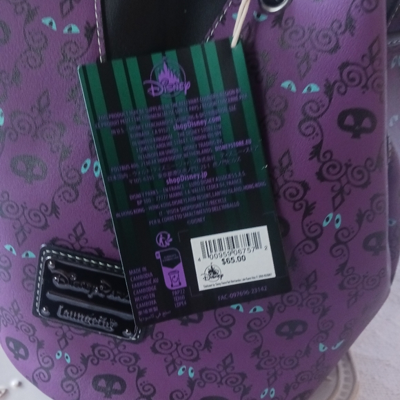 Disney Parks × Loungefly The Haunted Mansion Wallpaper Drawstring Purse GITD - Picture 5 of 11